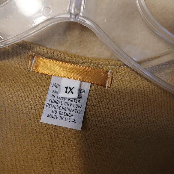 New Fleece Full Zip up Jacket women Plus 1X Tan Die collared w/ Pockets Trucker - Picture 10 of 10